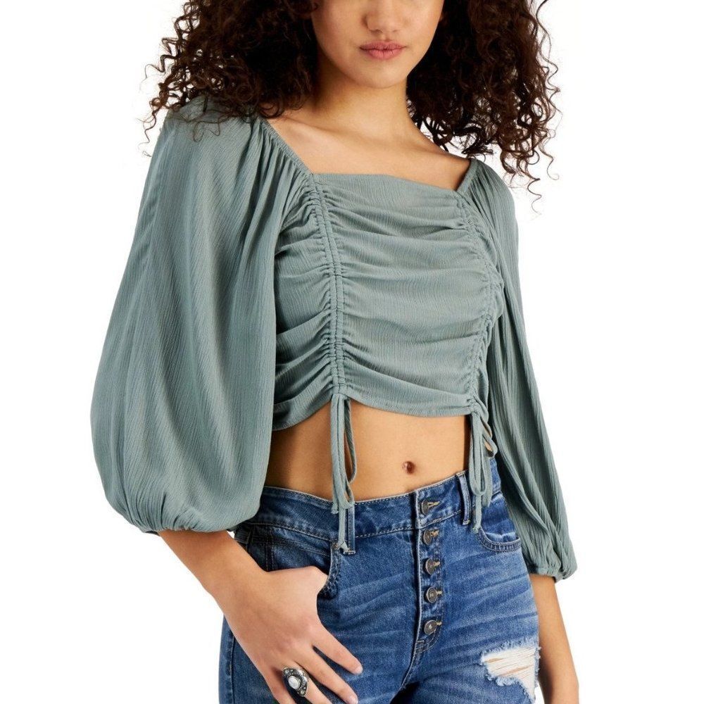 Self Esteem Juniors' Ruched-Front Woven Top